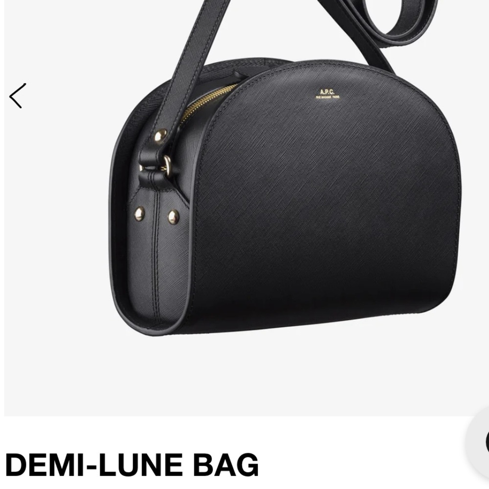 Black A.P.C. Demi-Lune bag in grained leather.